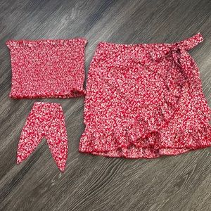 Floral tube top skirt outfit